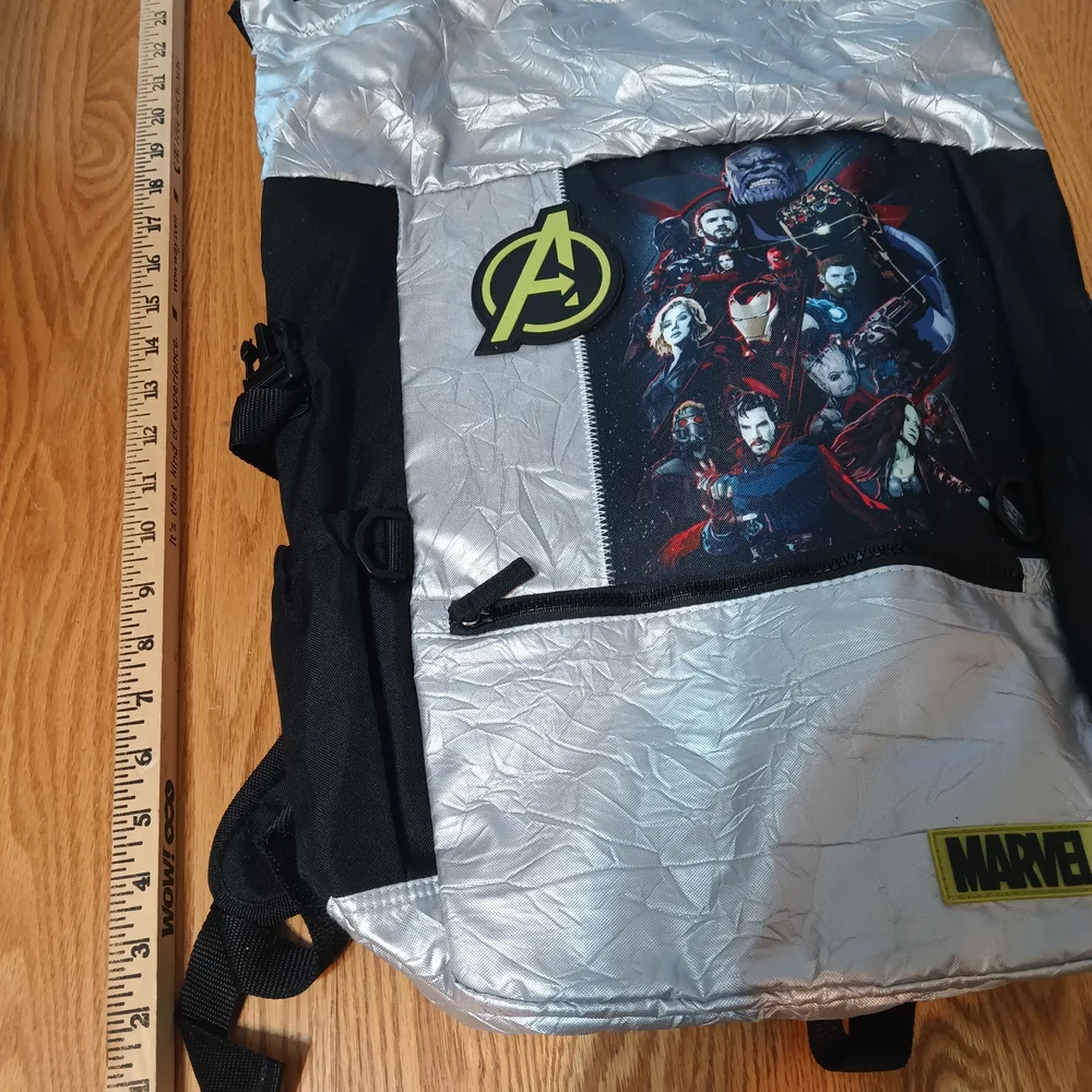 New With Tags Marvel Avengers Silver and Black Backpack Captain America Iron Man